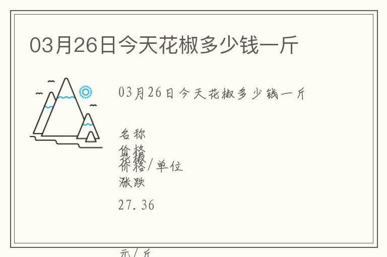 03月26日今天花椒多少錢一斤