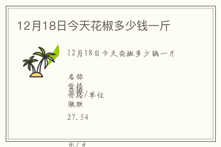 12月18日今天花椒多少錢一斤