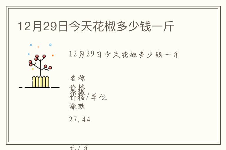 12月29日今天花椒多少錢一斤