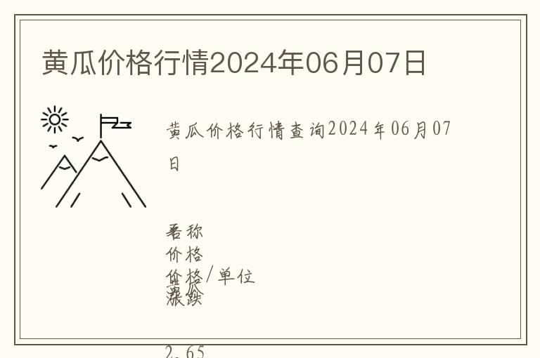 黃瓜價(jià)格行情2024年06月07日
