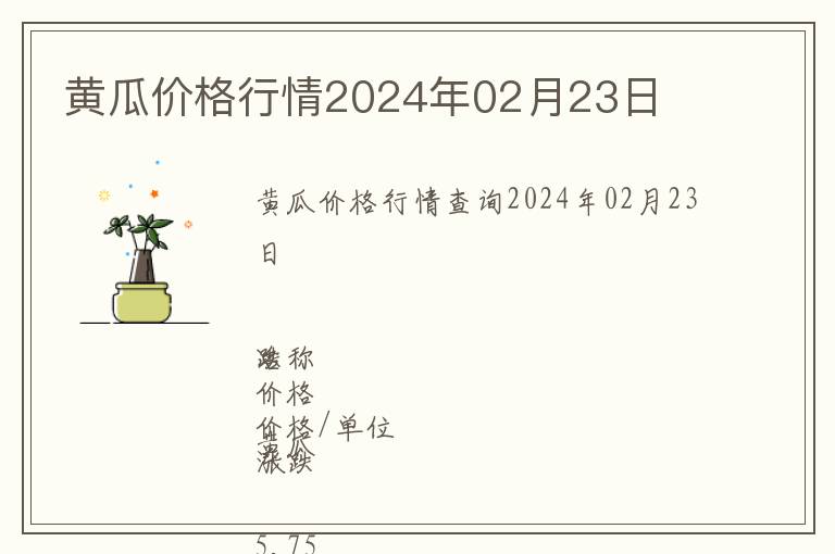 黃瓜價(jià)格行情2024年02月23日
