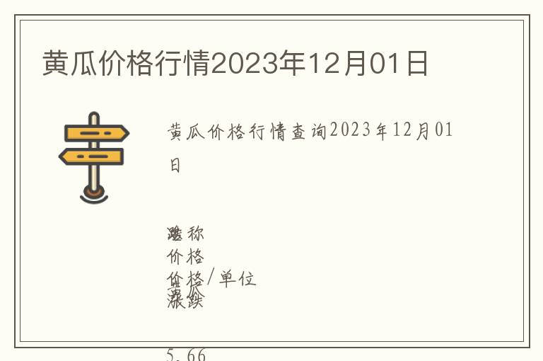 黃瓜價格行情2023年12月01日