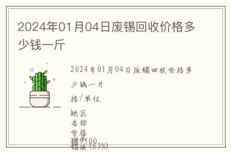 2024年01月04日廢錫回收價格多少錢一斤