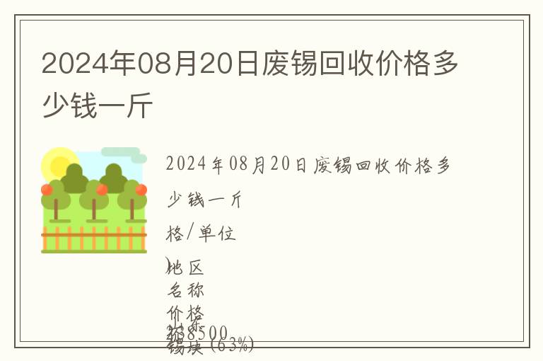 2024年08月20日廢錫回收價格多少錢一斤