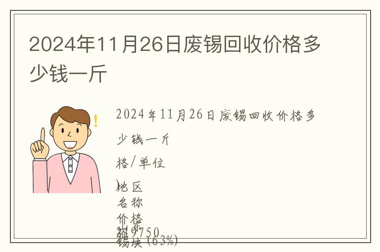 2024年11月26日廢錫回收價格多少錢一斤