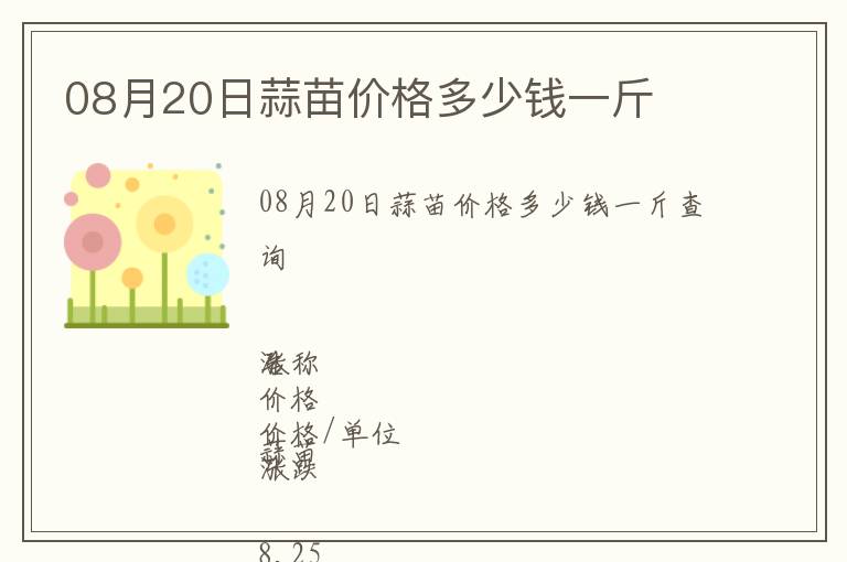 08月20日蒜苗價(jià)格多少錢(qián)一斤