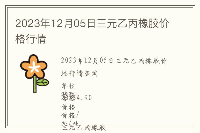 2023年12月05日三元乙丙橡膠價格行情