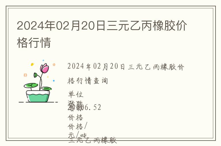 2024年02月20日三元乙丙橡膠價格行情