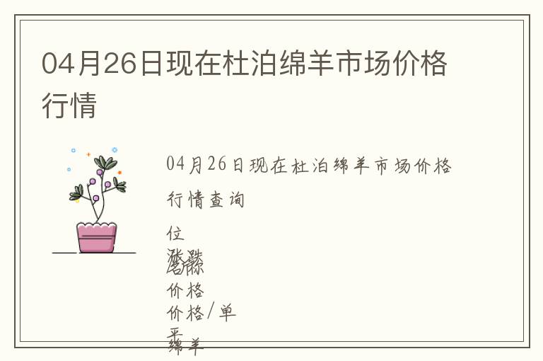 04月26日現(xiàn)在杜泊綿羊市場價格行情