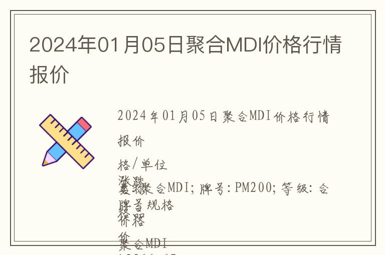 2024年01月05日聚合MDI價格行情報價
