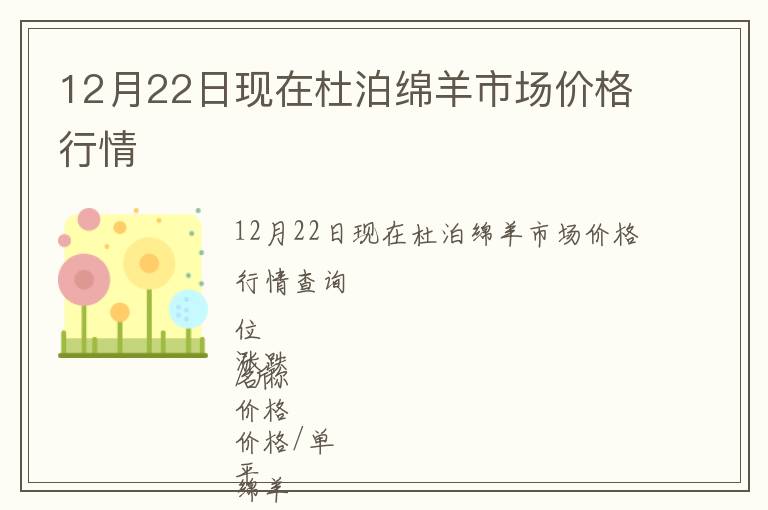 12月22日現在杜泊綿羊市場價格行情