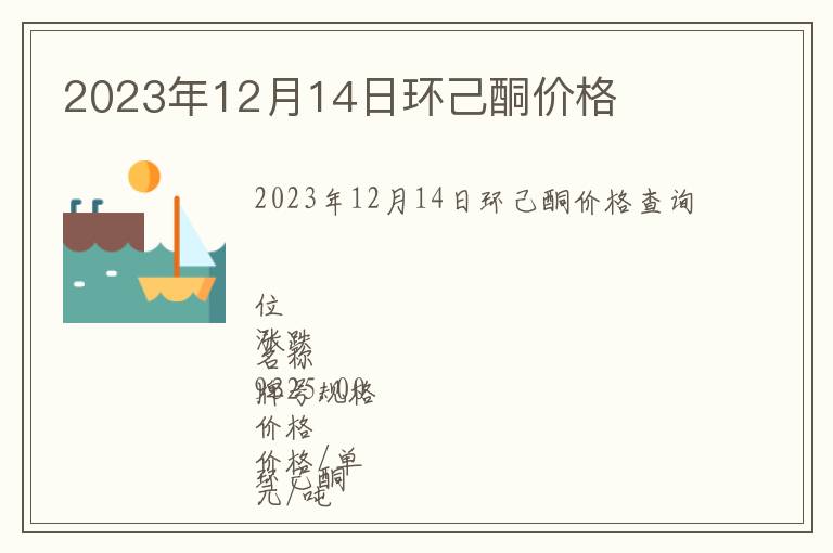 2023年12月14日環己酮價格