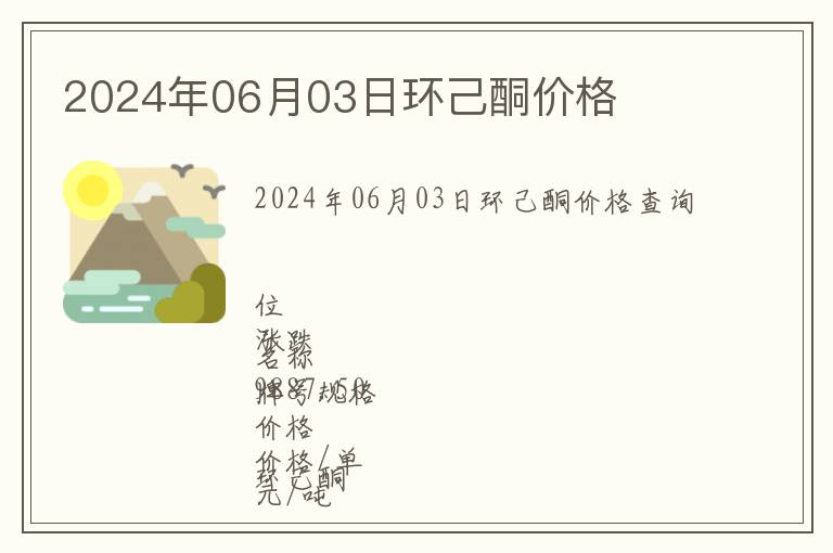 2024年06月03日環(huán)己酮價格