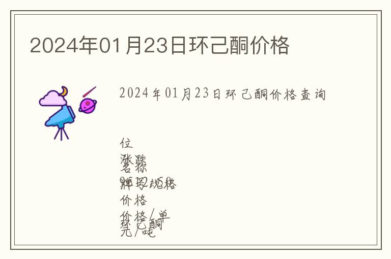 2024年01月23日環(huán)己酮價格