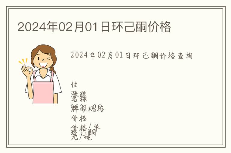 2024年02月01日環己酮價格