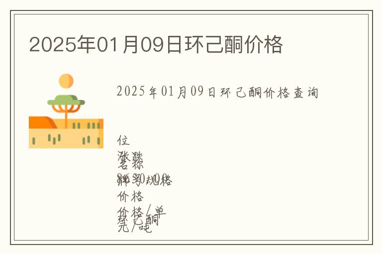 2025年01月09日環己酮價格