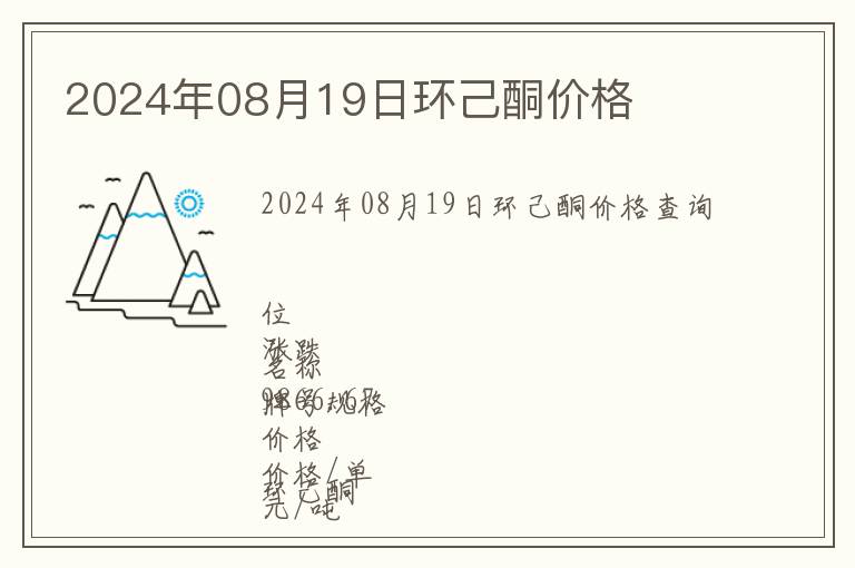 2024年08月19日環(huán)己酮價格