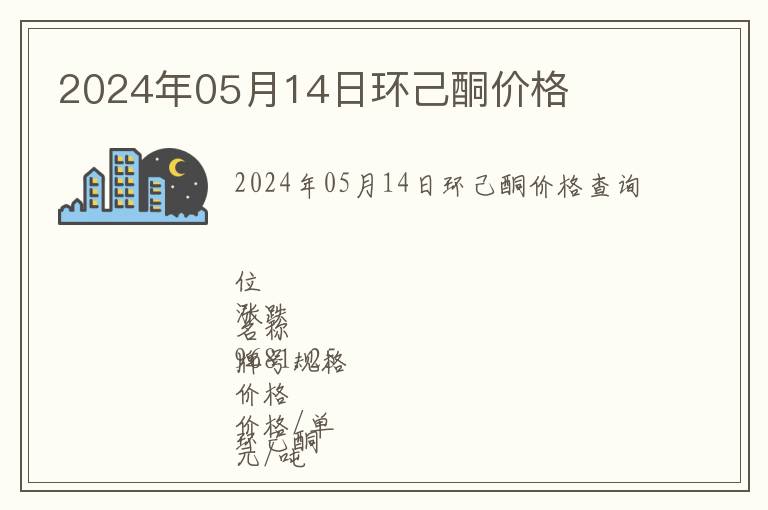 2024年05月14日環(huán)己酮價格