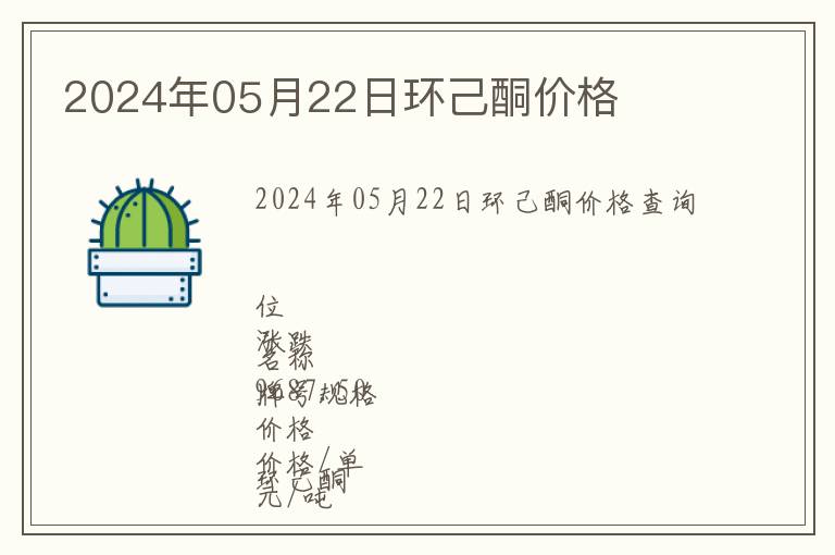 2024年05月22日環(huán)己酮價格