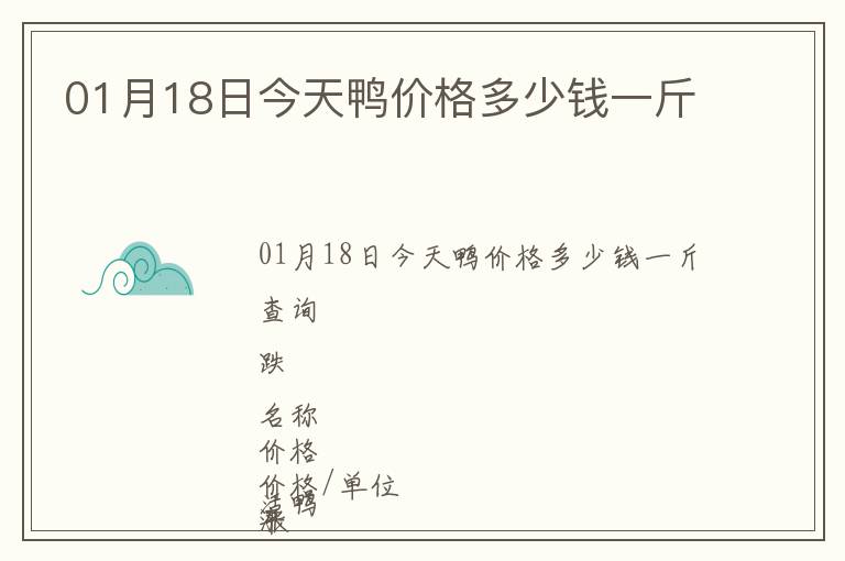 01月18日今天鴨價(jià)格多少錢一斤