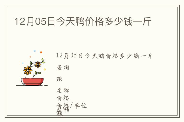 12月05日今天鴨價(jià)格多少錢一斤