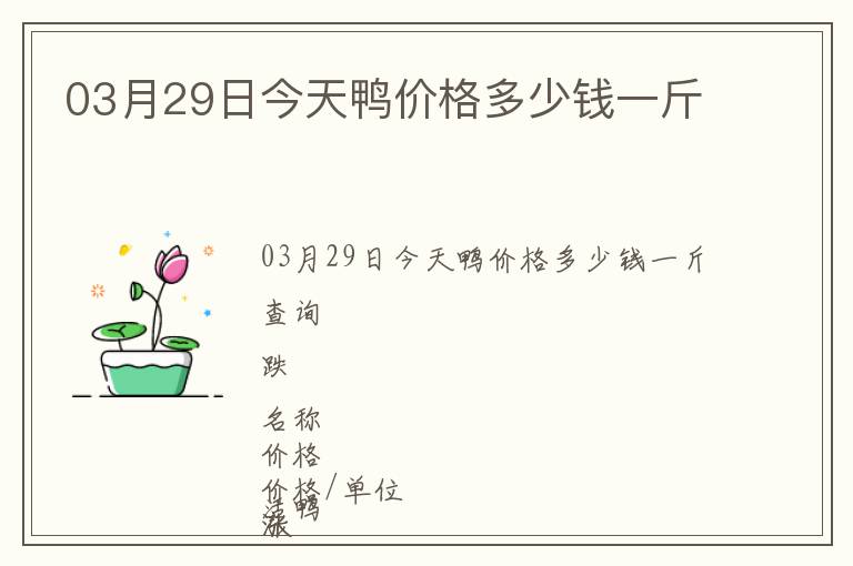 03月29日今天鴨價(jià)格多少錢一斤