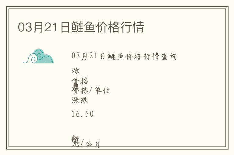 03月21日鰱魚價格行情