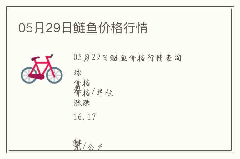 05月29日鰱魚價格行情