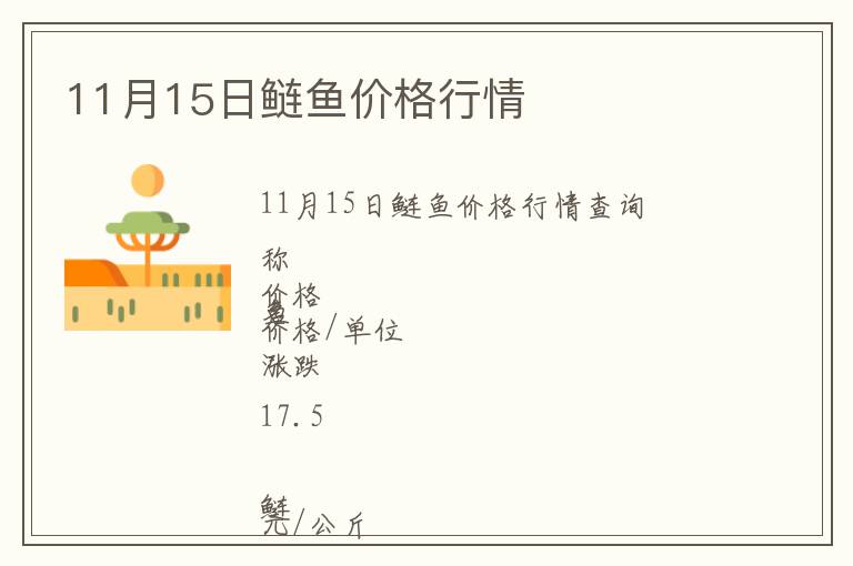 11月15日鰱魚價(jià)格行情