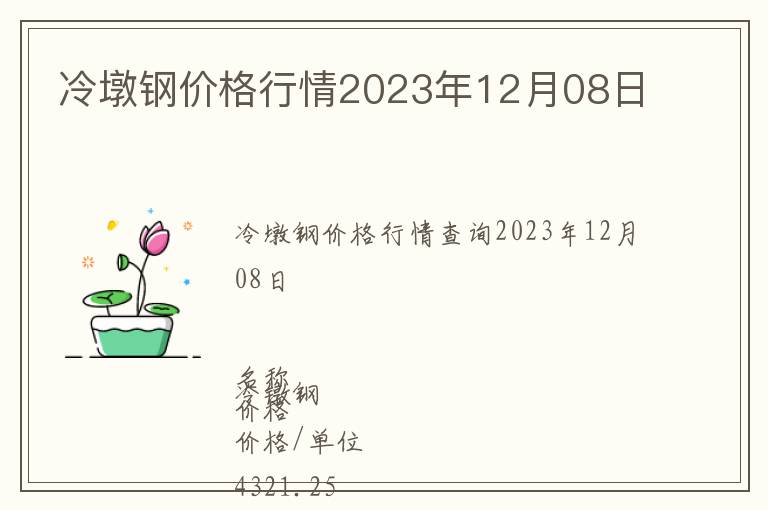 冷墩鋼價格行情2023年12月08日
