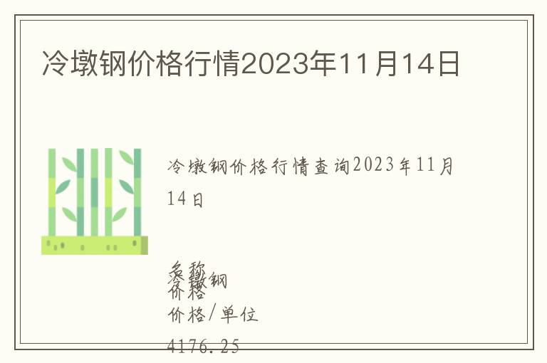 冷墩鋼價(jià)格行情2023年11月14日