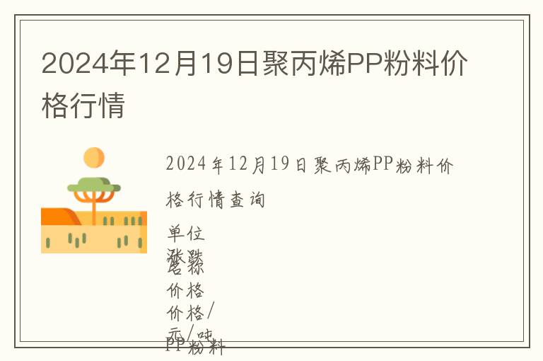 2024年12月19日聚丙烯PP粉料價(jià)格行情