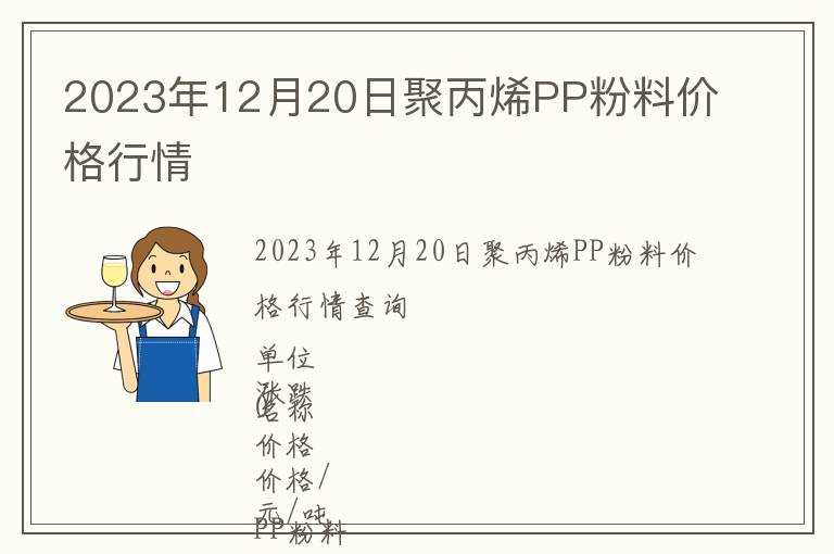 2023年12月20日聚丙烯PP粉料價格行情