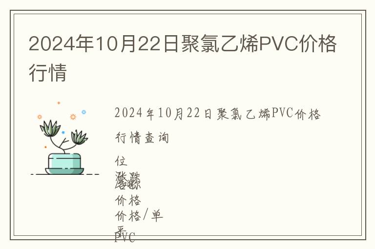 2024年10月22日聚氯乙烯PVC價格行情
