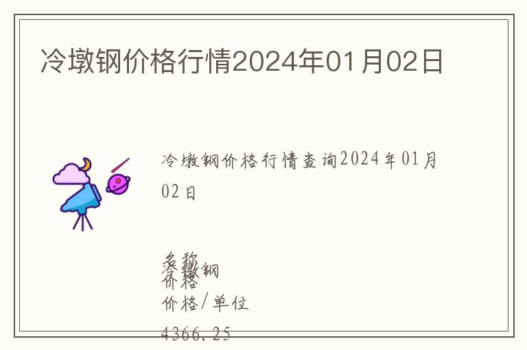 冷墩鋼價(jià)格行情2024年01月02日