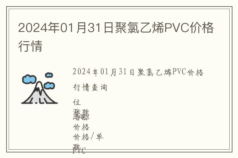 2024年01月31日聚氯乙烯PVC價(jià)格行情