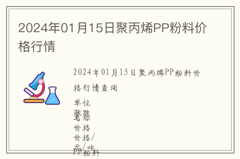 2024年01月15日聚丙烯PP粉料價格行情