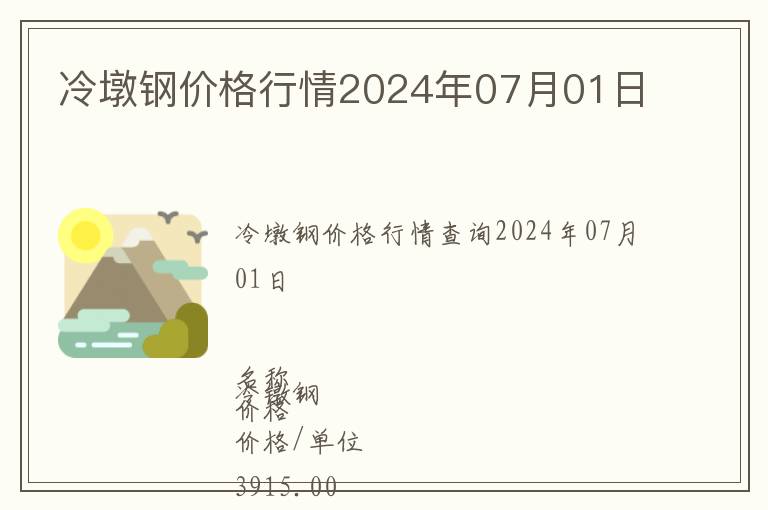 冷墩鋼價格行情2024年07月01日