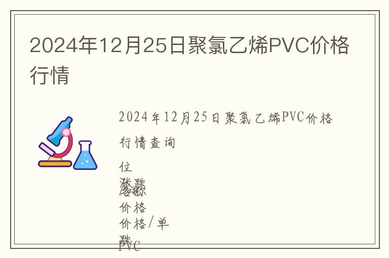 2024年12月25日聚氯乙烯PVC價格行情