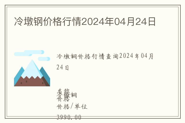 冷墩鋼價格行情2024年04月24日