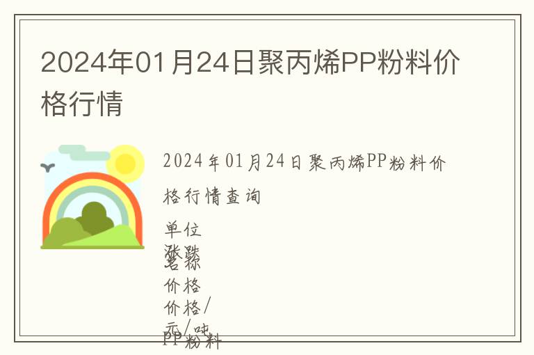 2024年01月24日聚丙烯PP粉料價格行情