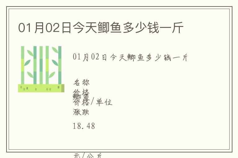 01月02日今天鯽魚多少錢一斤