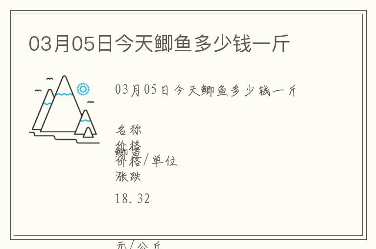 03月05日今天鯽魚多少錢一斤