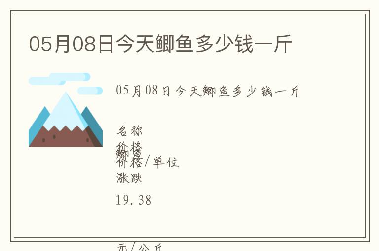 05月08日今天鯽魚多少錢一斤