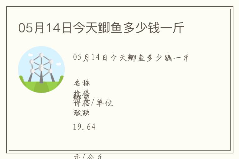 05月14日今天鯽魚多少錢一斤