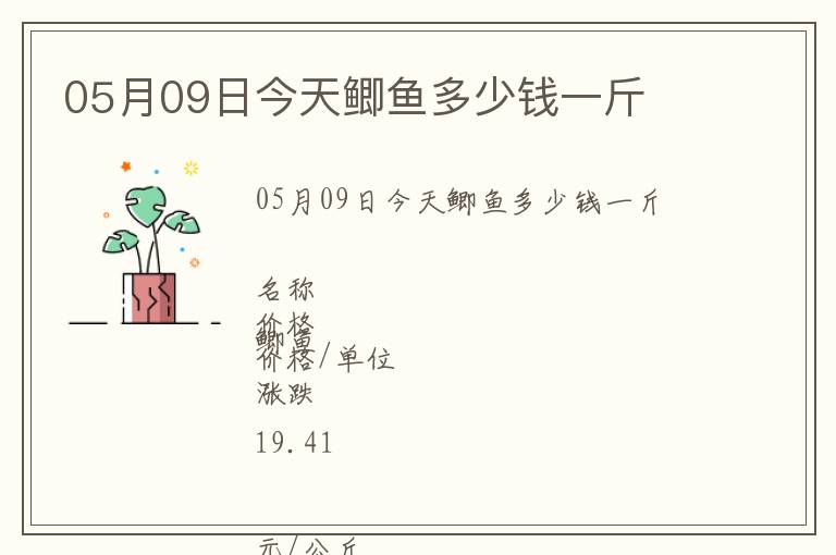 05月09日今天鯽魚多少錢一斤