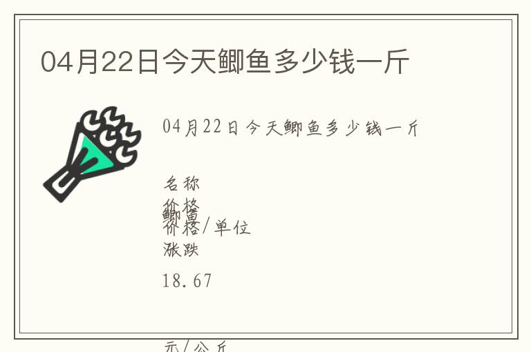 04月22日今天鯽魚多少錢一斤
