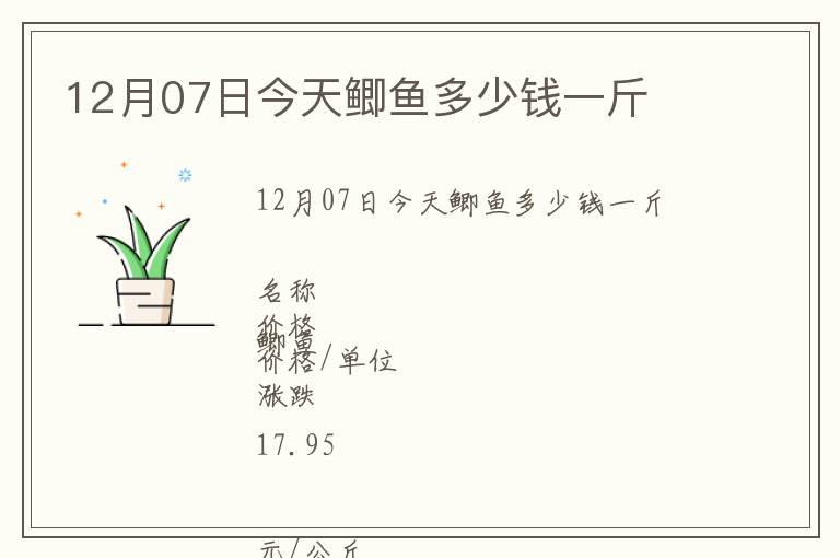 12月07日今天鯽魚多少錢一斤