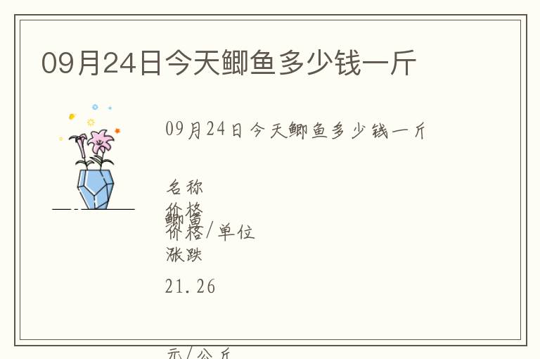 09月24日今天鯽魚(yú)多少錢(qián)一斤