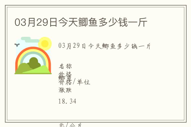 03月29日今天鯽魚多少錢一斤